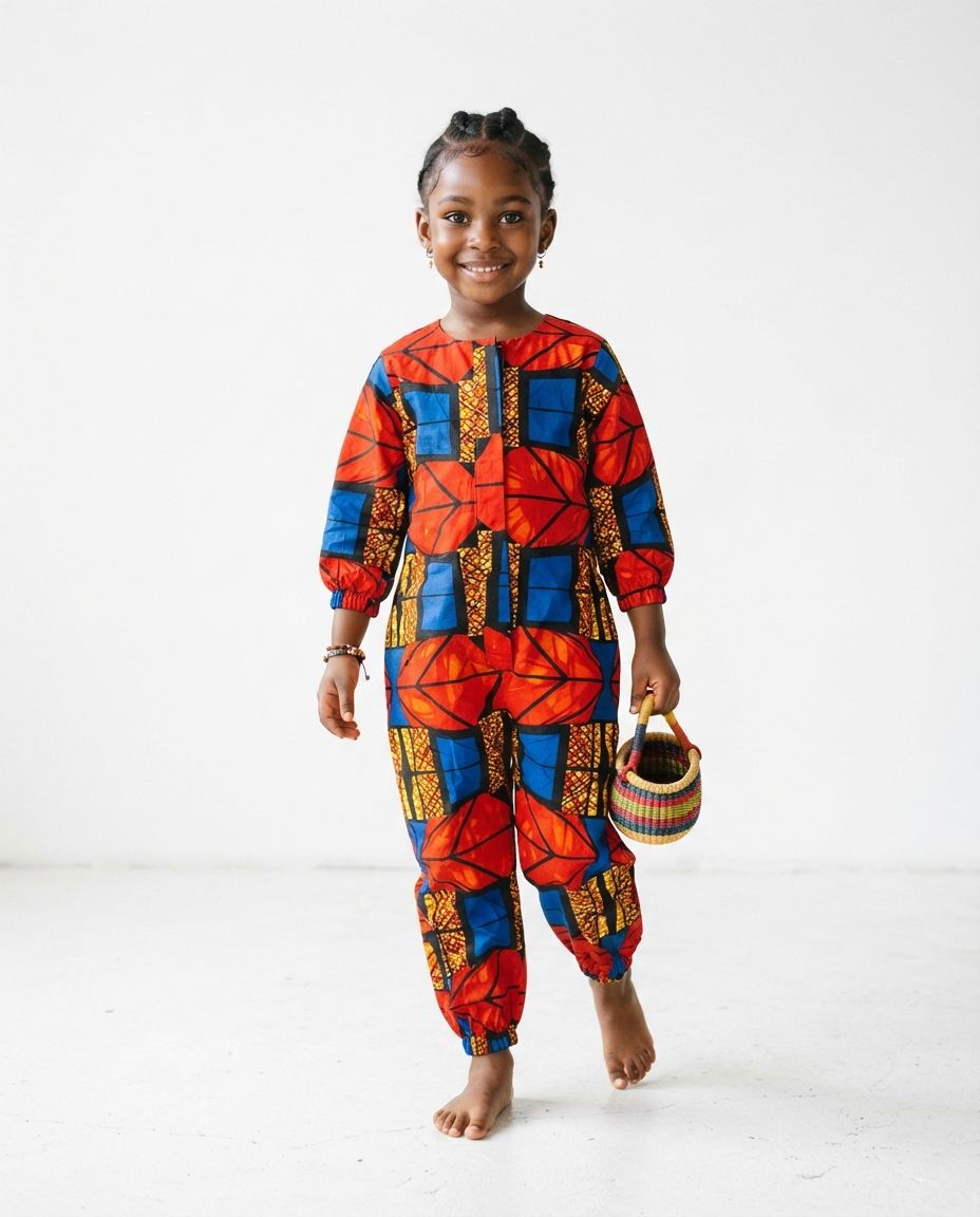 Vibrant Unisex Playsuit in African Wax Print