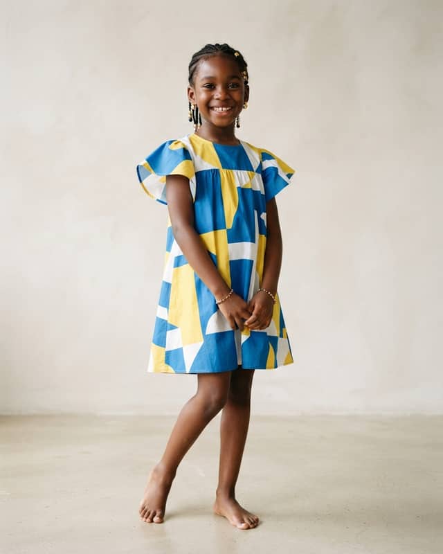 Cheerful Abstract Print A-Line Dress