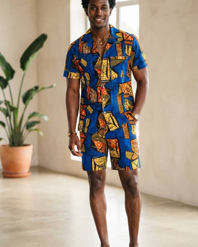 Men's Bold Ankara Print Shirt & Shorts Set