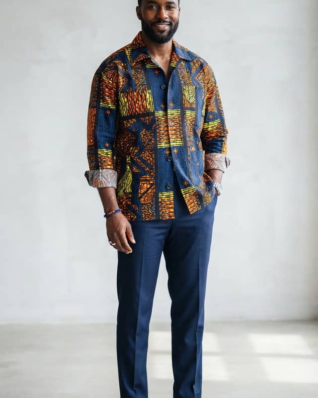 Modern Ankara Overshirt & Tailored Trousers